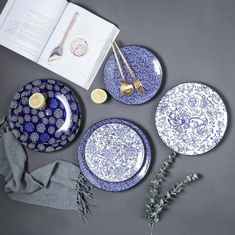 Selamica Ceramic Dinner Plates set of 4, 10.5 Inch Ceramic