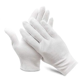 6 pares de guantes de algodón blanco suave para cosméticos hidratantes para inspección de joyas, guantes de forro elástico, talla S-XL (XXL)