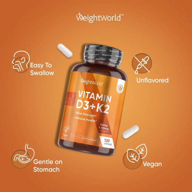 Weightworld Vitamina D3 K2 5000 Iu 120 Cpsulas Veganas