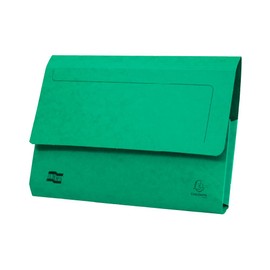Exacompta - Ref 5253Z - Europa - Pocket Wallet, 356 x 242mm, Half Flap Front for Security, 300 Micron Premium Pressboard, Holds A4 & Foolscap Documents - Green, Pack of 10