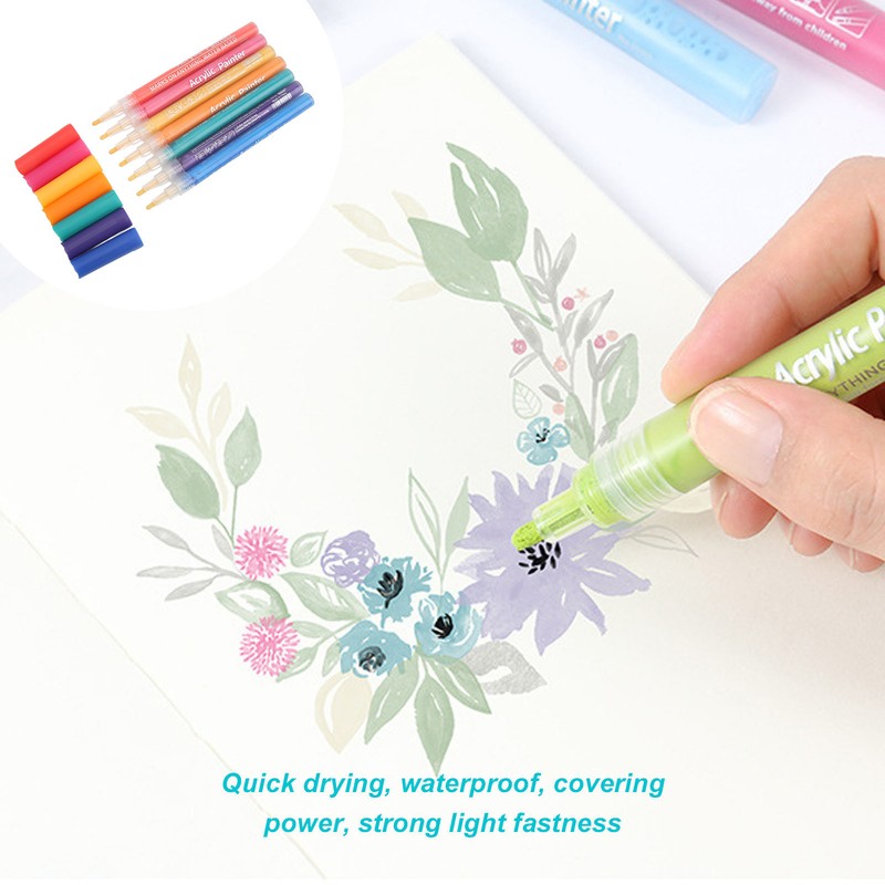 24Pcs Acrylic Paint Markers Multi Function Safe Nontoxic Moistureproof Quick