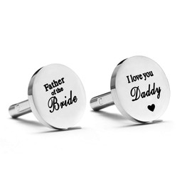 Melix Home Father of The Bride I Love You Daddy Round Cuff Links, Wedding Gift for Daddy (Grey)