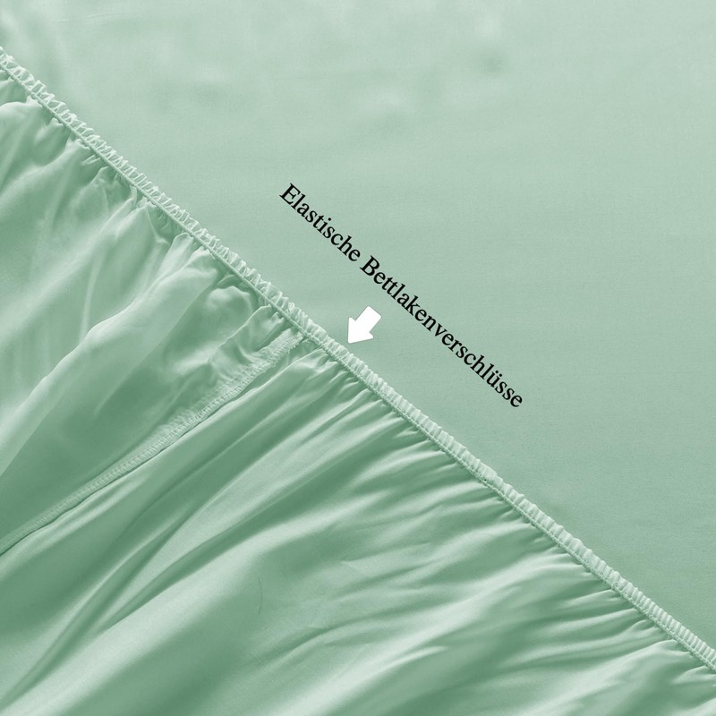 bienDo Fitted Sheet 160 x 200 cm, Bamboo Vegan Silk,