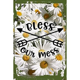 Daisy Flower Wall Art Bless our mess funny arrows home mess clean organized disaster Hanging Wall Sign 8 x 12 Decor Funny Gift