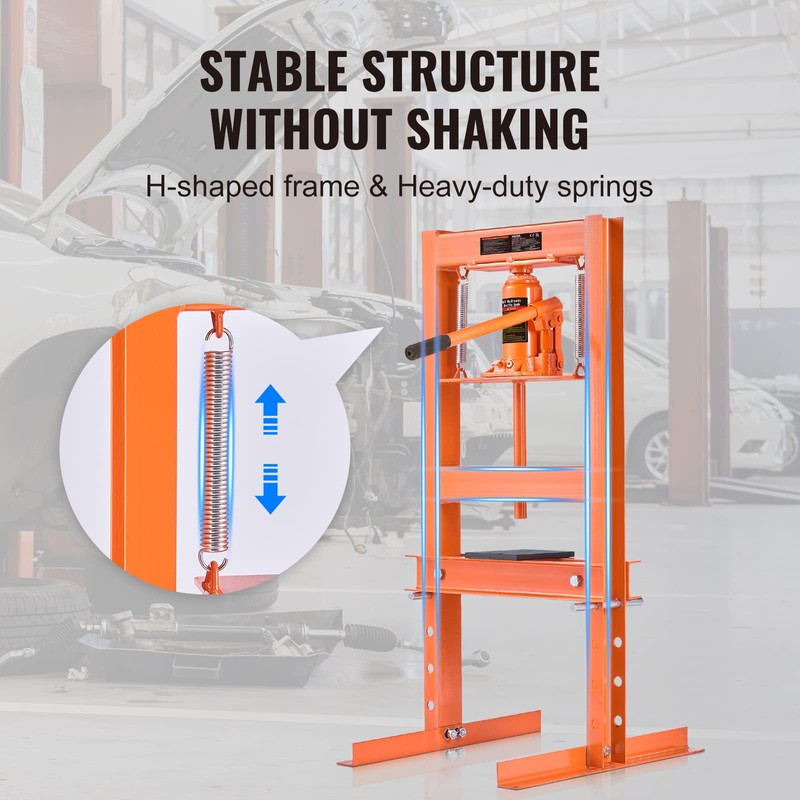 VEVOR Hydraulic Shop Press, 6 Ton/13000lbs, H-Frame, 4-Hold Adjustable Height,