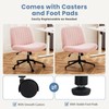 DUMOS DUMOS Criss Cross Chair with Wheels, Legged Office Armless Wide Desk Seat with Dual-Purpose Base, Adjustable Swivel Teddy Fabric Task Vanity Home Bedroom, Pink