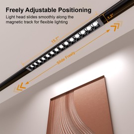 Hengsense Grille Spotlight Magnetic Track Head, 24V 15W Dimmable LED Lamp for Track Lighting with APP & Remote Control, Adjustable Brightness & Color Temperature (3000K-6000K), LED Ceiling Lighting
