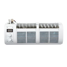 Gdrasuya10 12V 100W Air Curtain Fan 3 Speed Temp Adjustable 60-86°F 3000RPM 65dB Low Noise 25.4"x9.7"x6" Compact Wall Mounted Curtain Fan 22525 BTU Cooling 458m²/h Coverage LCD Screen for RV Truck