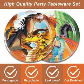 40Pcs Wings of Fire Party Supplies include 20 plates, 20 napkins for the Wings of Fire birthday party decoration