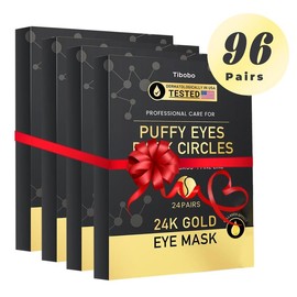 Maskiss Tibobo 24k Gold Golden Under Eye Rejuvenating Patches ,96pairs Tightening and Lifting Eye Patches,Hydrating Brightening & Firming Eye Gel, Hydrate Evening Skin Care - Specification: 48 Pairs