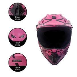 KRN Youth Kids Off-Road Helmet KY-B12 ATV Helmet DOT Approved- Motorcycle Motocross Dirt Bike Helmet (Pink, Y-XL)