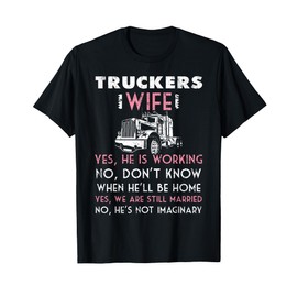 Kids Trucker Wife Shirt Not Imaginary Truckers Wife T Shirts 10 Black