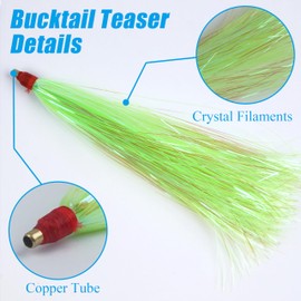 Fishing Bucktail Teasers Kit, 10pcs Mylar Flash Teaser Tail Fishing Teaser Lures Mylar Bucktail Skirts for Flounder Rig Saltwater Green
