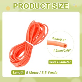 PATIKIL Hollow Pipe Rubber Cord 5.5 Yards 3mm, Hollow Tube Silicone Tubing Spool with 1.5mm ID Hole for DIY Jewelry Making Knitting Beading Craft, Orange-red