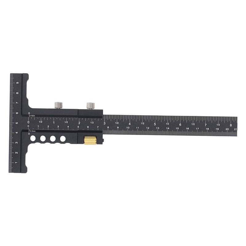 Woodworking Scriber Measuring Tool T Square Ruler Carpentry Multifunctional Aluminum