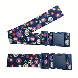 Wdlife Suitcase Belt, One-touch Type, Cross-shaped, Trunk Belt, Luggage Straps, Suitcase Belts, Anti-Theft, Travel, Business Trips, Adjustable Size (Gerbera Black)