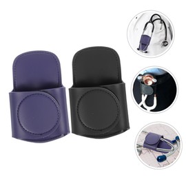 CIYODO 2 pcs Stethoscope Holder Clip Portable Leather Stethoscope Case for Doctors Nurses Lightweight and Convenient Storage Black Blue