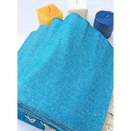 Deluxe Peruvian Royal Alpaca Throw Blanket, Extra Single-Size (58" x 71"in; 700 Grams) Turquoise, Thermo, Organic, Silky, Eco-Friendly
