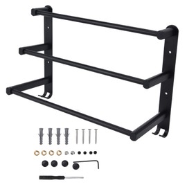 3 Tiers Bath Towel Bar Wall Mounted Bathroom Towel Hanger for Bathroom Kitchen Balcony Black