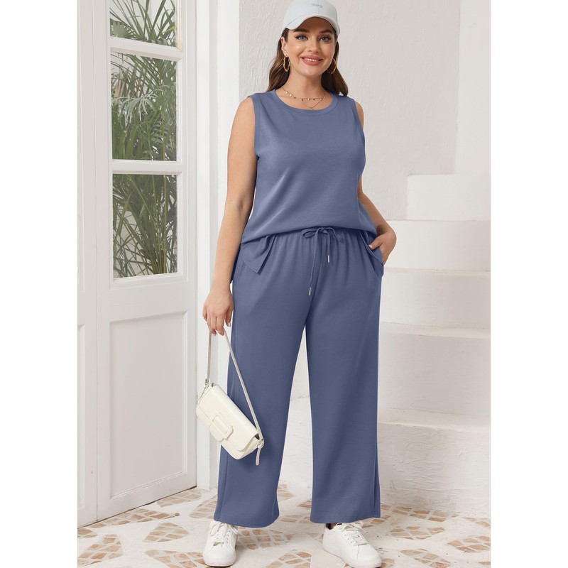 XIEERDUO Plus Size Outfits for Women Two Piece Lounge Set