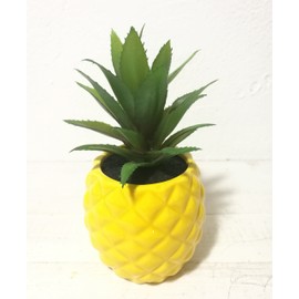 Porcelain Potted Artificial Succulent 7.8" Pineapple (Yellow) Home office Tabletop Decoration