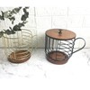 Coffee Pod Holder Iron Large Capacity Space Saving Wooden Base