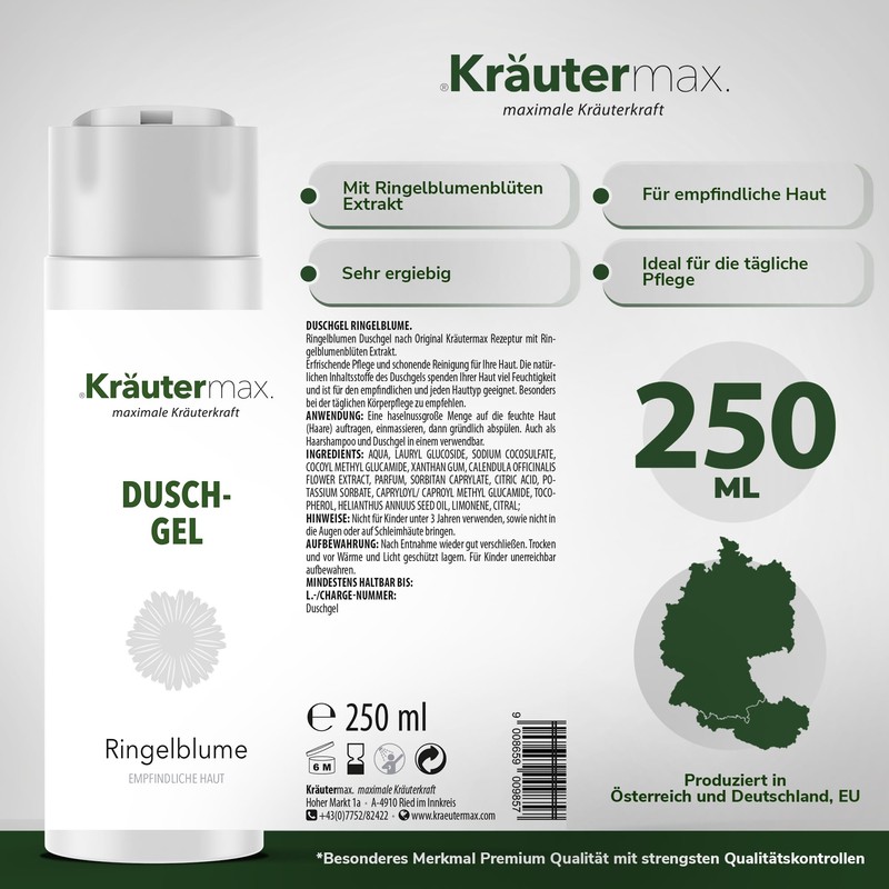 Kräutermax Marigold Shower Gel with Marigold Blossom Extract 1 x