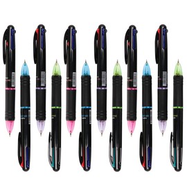 Pack of 12 Multi-Coloured Ballpoint Pens 4-in-1 Retractable Ballpoint Pens 4 Colours (Red, Green, Blue and Black), Multi-Coloured Pens for Students Children Office School Supplies