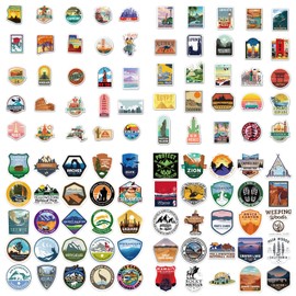 100 Pieces World Attractions Travel Map City Famous Countries of the World Vintage Stickers for Skateboard, Laptop, Luggage, Guitar, Fridge
