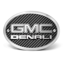 iPick Image Made for GMC Denali 3D Logo on Carbon Fiber Look Oval Billet Aluminum 2" Tow Hitch Cover