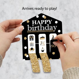 Big Dot of Happiness Adult 50th Birthday - Gold - Birthday Party Game Pickle Cards - Pull Tabs 3-in-a-Row - Set of 12