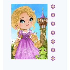 Tangled Rapunzel Party Decor Game Sticker Favor Supply Set (Pin Flower on Hair Game Set)