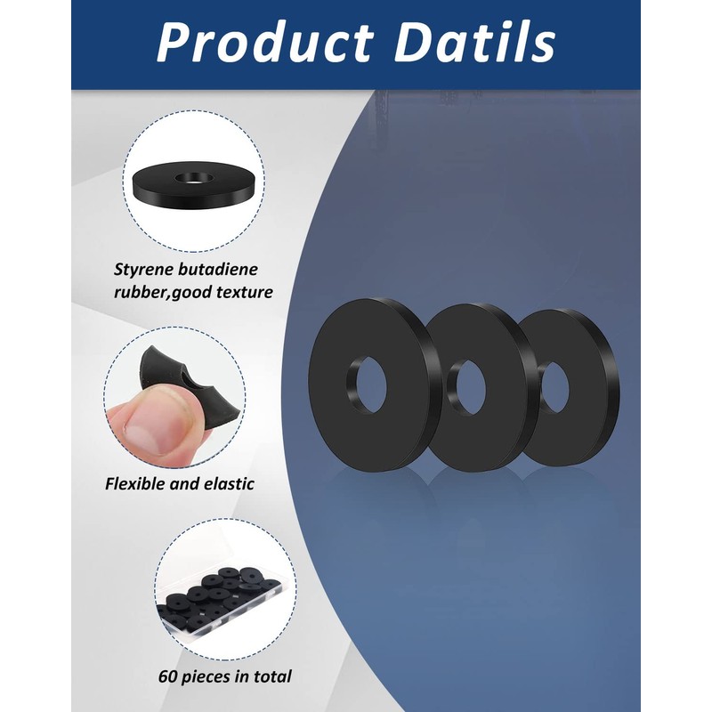 Rubber Washers - 16PCS Flat Rubber Washers for Bolts Spacers,