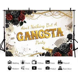 MEHOFOND 7x5ft Gangster Birthday Backdrop Ain't Nothing But A Gangsta Party Photography Background 70s 80s 90s Hippie Retro Birthday Party Decor Floral Money Gangsta Hip Hop Party Banner Photo Props