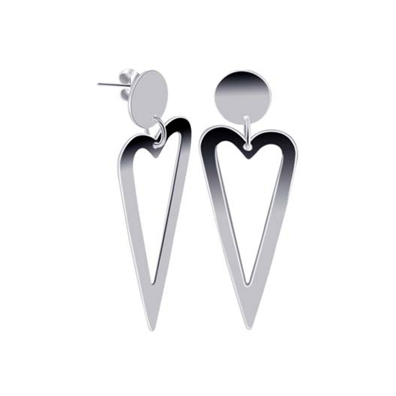 925 Sterling Silver 17mm Wide Open Heart Post Back Stud