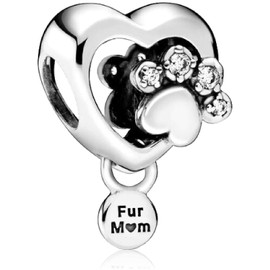 MSPOVOF Sparkling Paw Print & Heart Charms Bead for Bracelets and Necklaces 925 Sterling Silver For Women Jewelry Present
