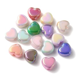 Ipotkitt 20 Pcs Acrylic Heart Beads Bead in Bead Heart Shaped Beads Random Color Valentine Love Loose Spacer Beads for Jewellery Making DIY Crafts Supplies