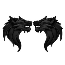 VGOL 1 Paar Wolfskopf 3D Metall Aufkleber Abziehbilder Wolf Emblem Reflektierende Abzeichen Dekoration für Motorrad Auto Windschutzscheibe Schwarz