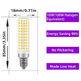 DAPSHU E12 LED Light Bulbs 100W Equivalent Candelabra Bulb 3000K Warm White,1000LM T6 C7 10W Ceil Fan for Chandelier Pack of 5