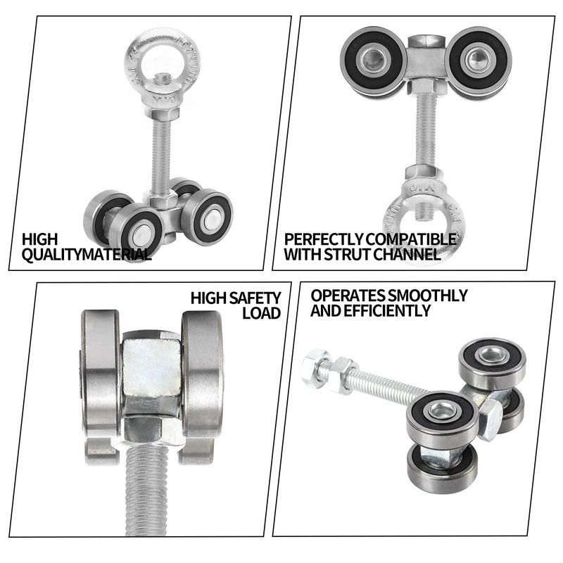BIAXJUNY 4 Wheel Trolley Assembly Rollers, Silent Strut Trolley, Solid
