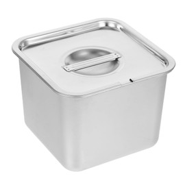 Cabilock Reusable Ice Cream Storage Container with Lid, Stainless Steel Food Container Pan, Food Freezer Box Keeper Tub for Refrigerator Sorbet Yogurt Gelato Toast Mold - 120mm Deep, Silver