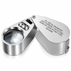 40X Jewelry Loupe for Close-Up Inspection – LED & UV Illuminated Magnifier with Metal Construction for Detailed Viewing