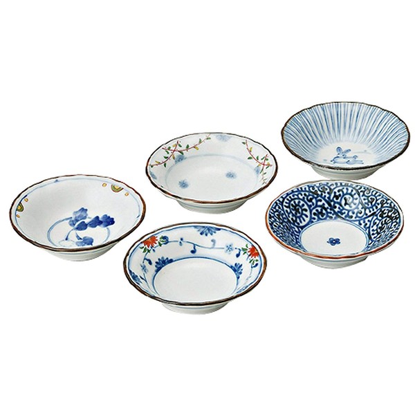 Saikai Pottery Traditional Japanese Nishiki Patterns Porcelain Plates (5 Plates Set) 31988 from Japan