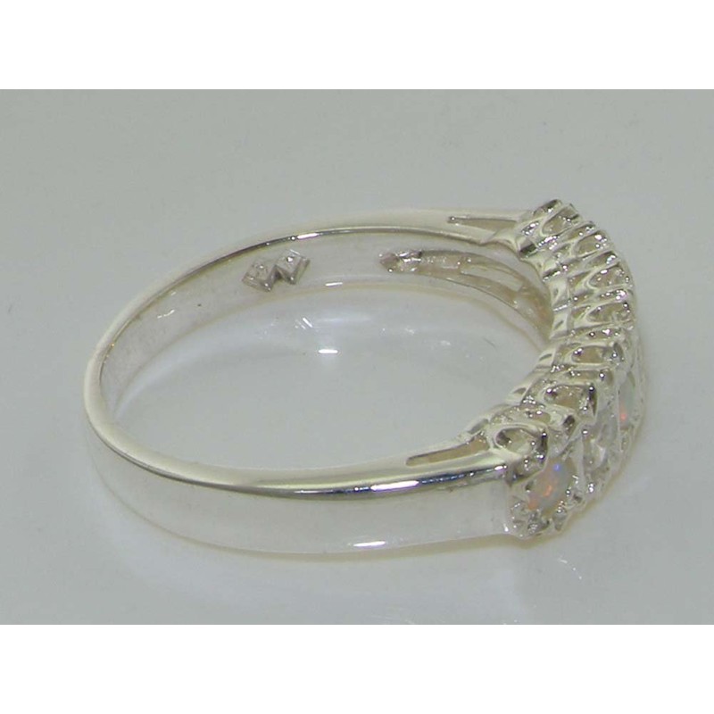 Solid 925 Sterling Silver Ladies Cubic Zirconia CZ & Opal