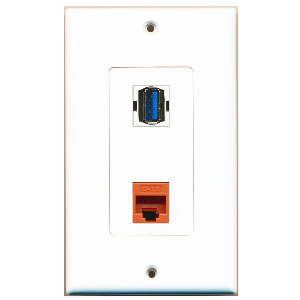 RiteAV 1 Port Cat6 Ethernet Orange 1 Port USB 3