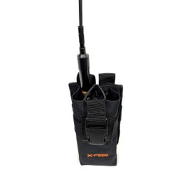 X-FIRE® Tall Washable Duty Belt Radio Holder, MOLLE/PALS Compatible, for Large Radios. Speaker Mic Side Port. Also Holds Two 30 Rnd. AR Mags or a Can of Bear Spray. Versatile Item for Tactical/LE.