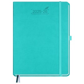 BEZEND Planner 2025-2026 Weekly and Monthly, 8.5" x 11" Academic Calendar (Jul 25-Dec 26) Vertical Daily Agenda with Hourly Timeslot & Monthly Tab, PU Leather Hardcover - Turquoise