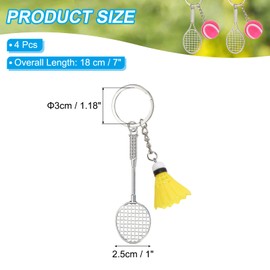 PATIKIL Badminton Keychain, 4 Pack Badminton Lover Key Chain Sports Pendant Badminton Ball Charm Keychain for Gifts Favors Souvenirs, Yellow