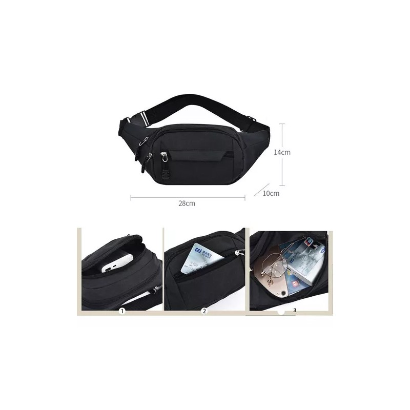 PUKAUT Riñonera Canguera Deportiva Premium De Viaje Negro