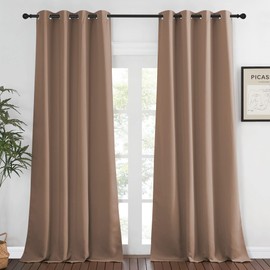 NICETOWN Blackout Curtain 90 inches Long for Bedroom - Grommet Light & Heat Blocking Window Treatments Soundproof Drape for Living Room (1 Panel, W52 x L90, Cappuccino)